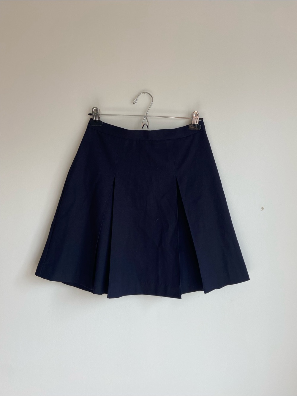 Vintage Navy Pleated A-Line Skirt